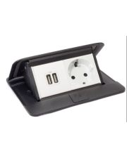 Лючок с выдвижным блоком розеток Legrand 654002 4М (черный) с монтажным комплектом