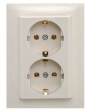 Двойная розетка Шуко Logus 90331 TPE 250В/16A (жемчуг)