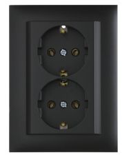 Двойная розетка Шуко Logus 90331 TPM 250В/16A (черная матовая)