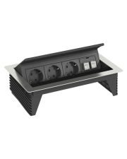 Выдвижной розеточный блок OBO Bettermann (6116806) с крышкой на 3 розетки 2р+E 250V AC+2 RJ45 Cat.6 кабель 3м из нержавеющей стали