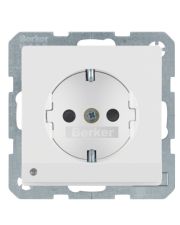 Розетка Berker Q.x 41096089 с заземлением и с подсветкой (полярная белизна)