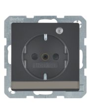 Розетка Berker Q.x 41106086 с заземлением с полем для надписи и с контрольной лампой (антрацит)