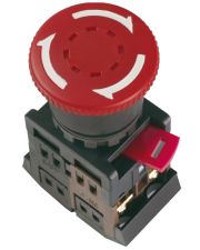 Кнопка AE22 «Грибок» с фиксацией красная Ø22мм 220В 1з+1р IEK