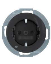 Розетка Berker R.x 41092045 с защитой от детей с заземлением и с подсветкой (черная)