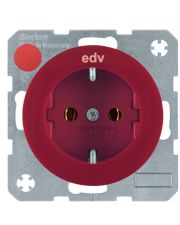 Розетка Berker R.x 47432022 с подписью «EDV» с заземлением (красная)