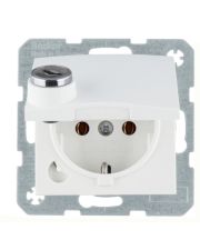 Розетка Berker S.1 47631909 с замком с заземлением и с крышкой (матовая полярная белизна)