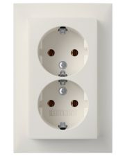 Двойная розетка Berker S.1 47741909 с заземлением (матовая полярная белизна)
