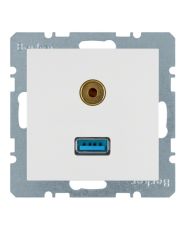 Розетка USB/3.5мм аудио, полярная белизна матовая Berker S.1/B.3/B.7