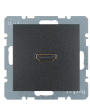 Розетка HDMI, подключение сзади под углом 90 градусов, антрацит Berker B.3/B.7