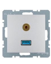 Розетка USB/3.5мм аудио, алюминий Berker B.3/B.7