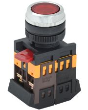 Кнопка ABLFS-22 красная Ø22мм неон/220В 1з+1р IEK