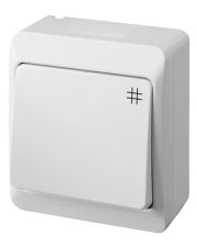 Вимикач прохідний 1-кл. білий Elektro-Plast Hermes IP44, накладний, 0338-02