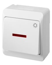 Выключатель накладной 1-кл. с подсветкой белый Elektro-Plast Hermes IP44,0346-02