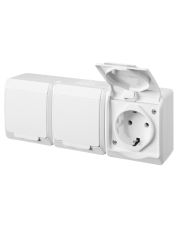 Розетка накладна 3-місна з кришкою біла Elektro-Plast Hermes IP44, 0326-02