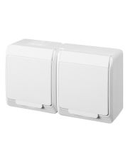 Розетка накладна 2-місна з кришкою біла Elektro-Plast Hermes IP44, 0325-02