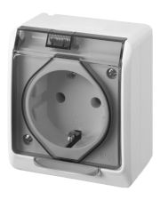 Накладна розетка з кришкою димчаста Elektro-Plast Hermes IP44, 0324-01
