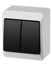 Выключатель накладной 2-кл. дымчатый Elektro-Plast Hermes IP44, 0332-01