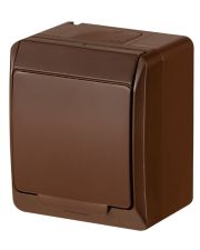 Одноместная розетка Elektro-Plast Hermes 0324-06 с крышкой (коричневая)