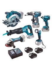 Набор электроинструментов Makita DLX6046 (DJR186,DHP458,DTD152,DSS610,DGA452,DML802,DC18RC,BL1830Bx3)