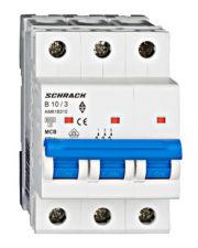 Автомат защиты сети 10А 3P 6кА х-ка B, Schrack