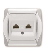 Розетка комп'ютерна подвійна (2хRJ45 Cat5e) біла Carmen