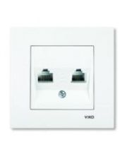 Розетка комп'ютер телефон (RJ45 Cat5e - RJ11 Cat3) біла VIKO Karre
