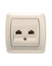 Розетка компьютерная двойная  (2хRJ45  Cat5e) кремовая VIKO Carmen арт. 90562034
