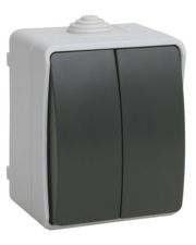 Выключатель накладной 2-кл. черный IEK Форс IP54, EVS20-K03-10-54-Dc