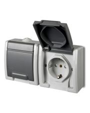 Розетка накладная 2-местная с крышкой Elektro-Plast Aquant IP55, 1245-10