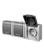 Розетка накладна 3-місна з кришкою Elektro-Plast Aquant IP55, 1246-10