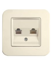 Розетка компьютерная 2XRJ45 кремовая VIKO Rollina