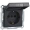 Механізм розетки SCHUKO з кришкою антрацит IP44 Merten (MEG2314-0414)