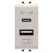 Розетка 2хUSB GEWISS Chorusmart 1M 5V 3A тип A+C (бежевый) GW13449