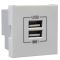 Механизм двойной USB розетки Logus 45439 SGR CHARGER TYPE «A» (графит)