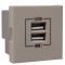 Механизм двойной USB розетки Logus 45439 SPL CHARGER TYPE «A» (платина)