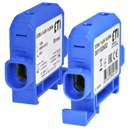 EDBJ-1x35-1x35N ETI синего цвета (на 2 контакта) (S <sub>кабеля</sub> до 35мм&sup2;) , I<sub>n</sub>=125А