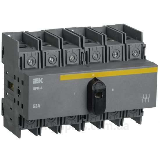 Модульный разрывной 3P переключатель нагрузки 1-0-2 на 63А IEK MVR30-3-063