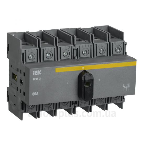 Модульный разрывной 3P переключатель нагрузки 1-0-2 на 80А IEK MVR30-3-080