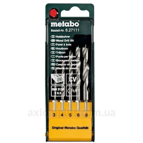 Изображение набора сверл Metabo 627111000в металлическом кейсе зеленого цвета