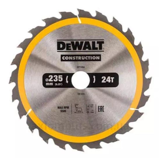 Зображення пильного диска для циркулярки DeWALT DT1954 235мм×30мм 24Т