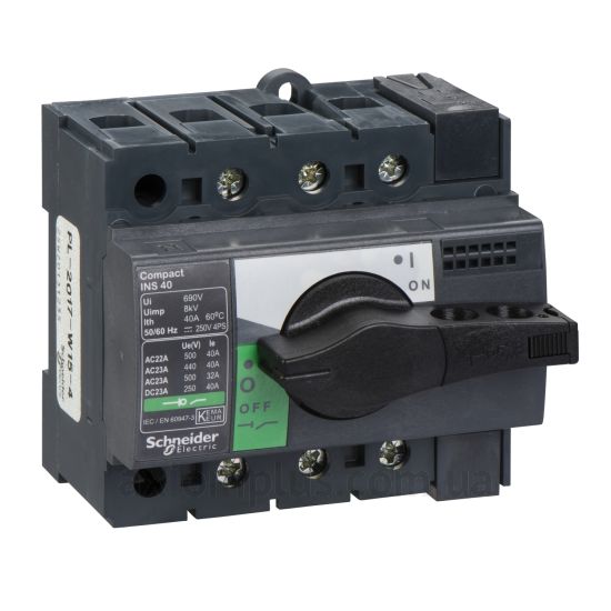 Корпусний рубильник 3P вимикач навантаження 0-1 на 40А Schneider Electric 28900