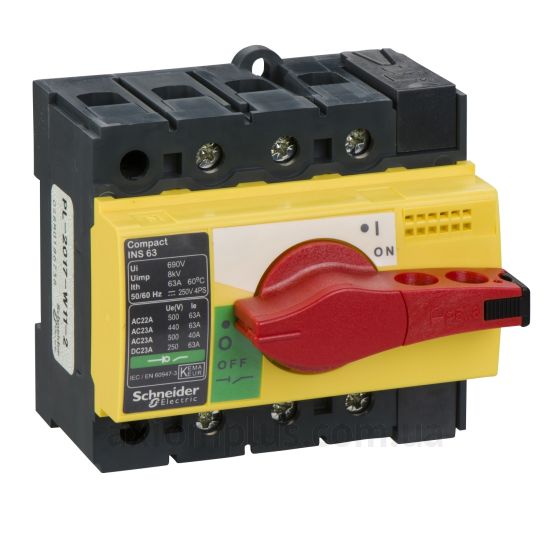 Корпусный разрывной 3P выключатель нагрузки 0-1 на 63А Schneider Electric 28918
