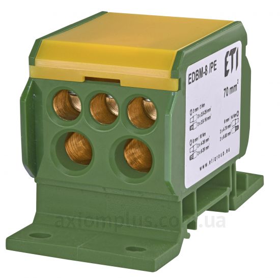 EDBM-8/PE ETI желто-зеленого цвета (на 7 контактов) (сечение до 70мм&sup2;) , I<sub>n</sub>=192А