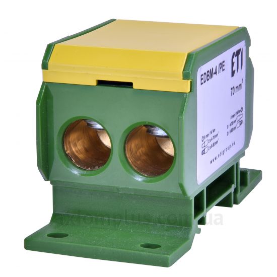 EDBM-4/PE ETI желто-зеленого цвета (на 4 контакта) (сечение до 70мм&sup2;) , I<sub>n</sub>=192А