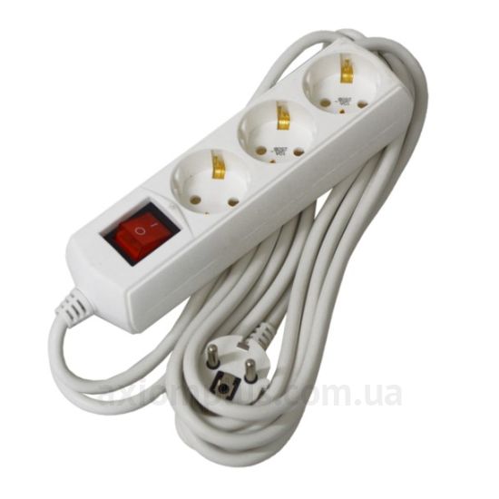 Удлинитель UEC ECO П03В 3 места 2P+PE/5м 3х1мм2 10А/250В с выключателем WYP10-10-03-05-GS-G-U фото