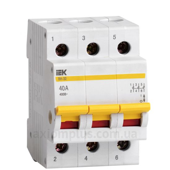 Модульный разрывной 3P выключатель нагрузки 0-1 на 40А IEK MNV10-3-040