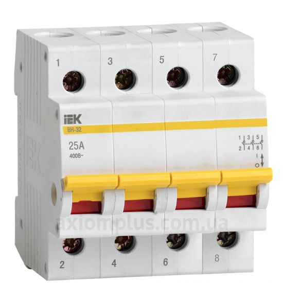 Модульный разрывной 4P выключатель нагрузки 0-1 на 25А IEK MNV10-4-025