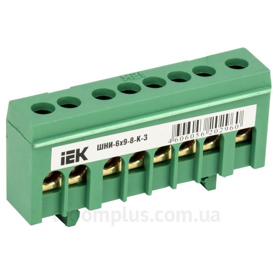Шина (PE) IEK ШНИ-6х9- 8-К-З YNN10-69-8KD-K06 (8 контактов) (зеленый цвет) фото