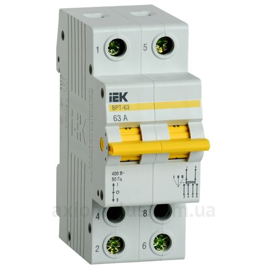Модульный разрывной 2P переключатель нагрузки 1-0-2 на 63А IEK MPR10-2-063