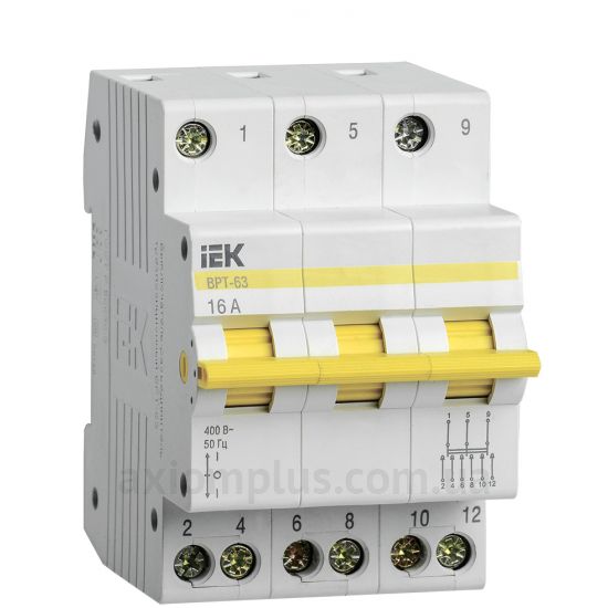 Модульный разрывной 3P переключатель нагрузки 1-0-2 на 16А IEK MPR10-3-016